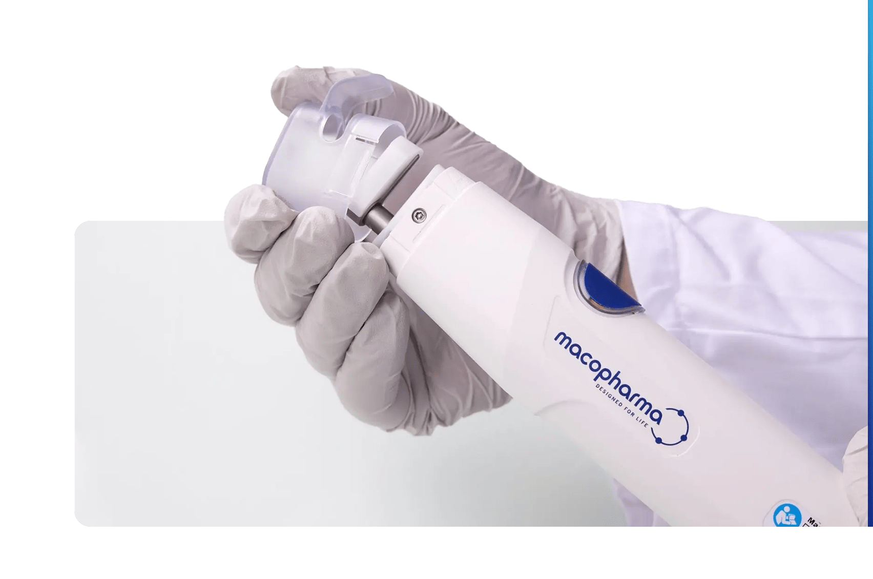 A technician removes the splashguard cap from the sealer.